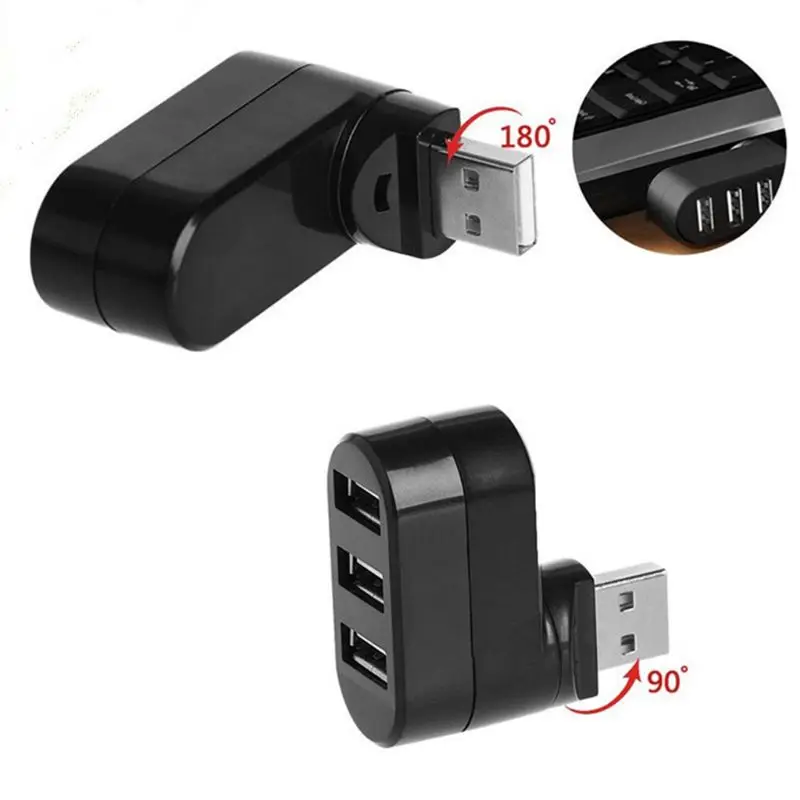 Вращающийся высокоскоростной usb-хаб 2,0 с 3 портами, usb-разветвитель, адаптер для планшетного компьютера, поворачивается на 180 градусов, высокая передача данных