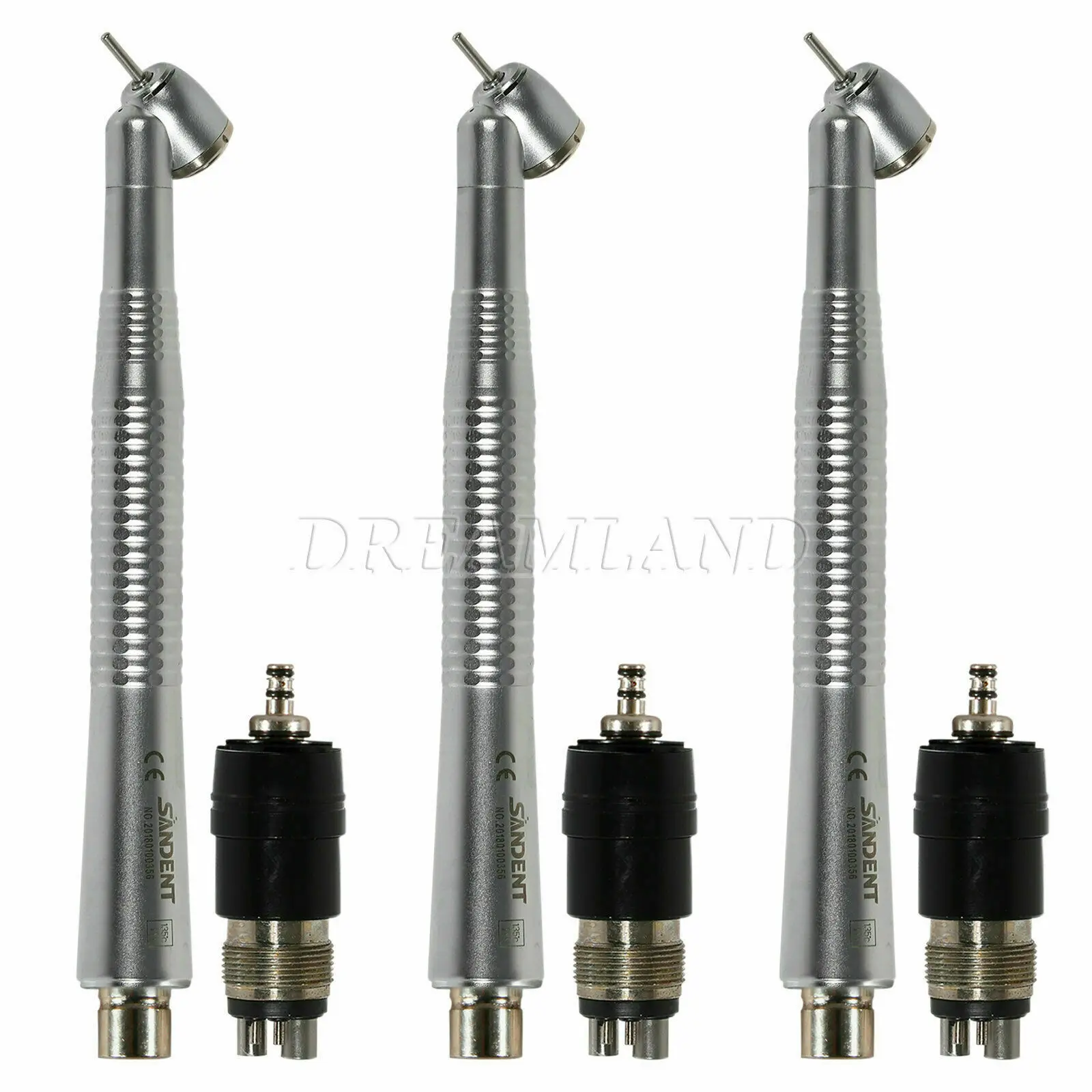 

3PCS X NEW 45 Degree Dental High Speed Handpiece Air&Water Spary Turbine With 4Hole Quick Coupling Connector Fit NSK
