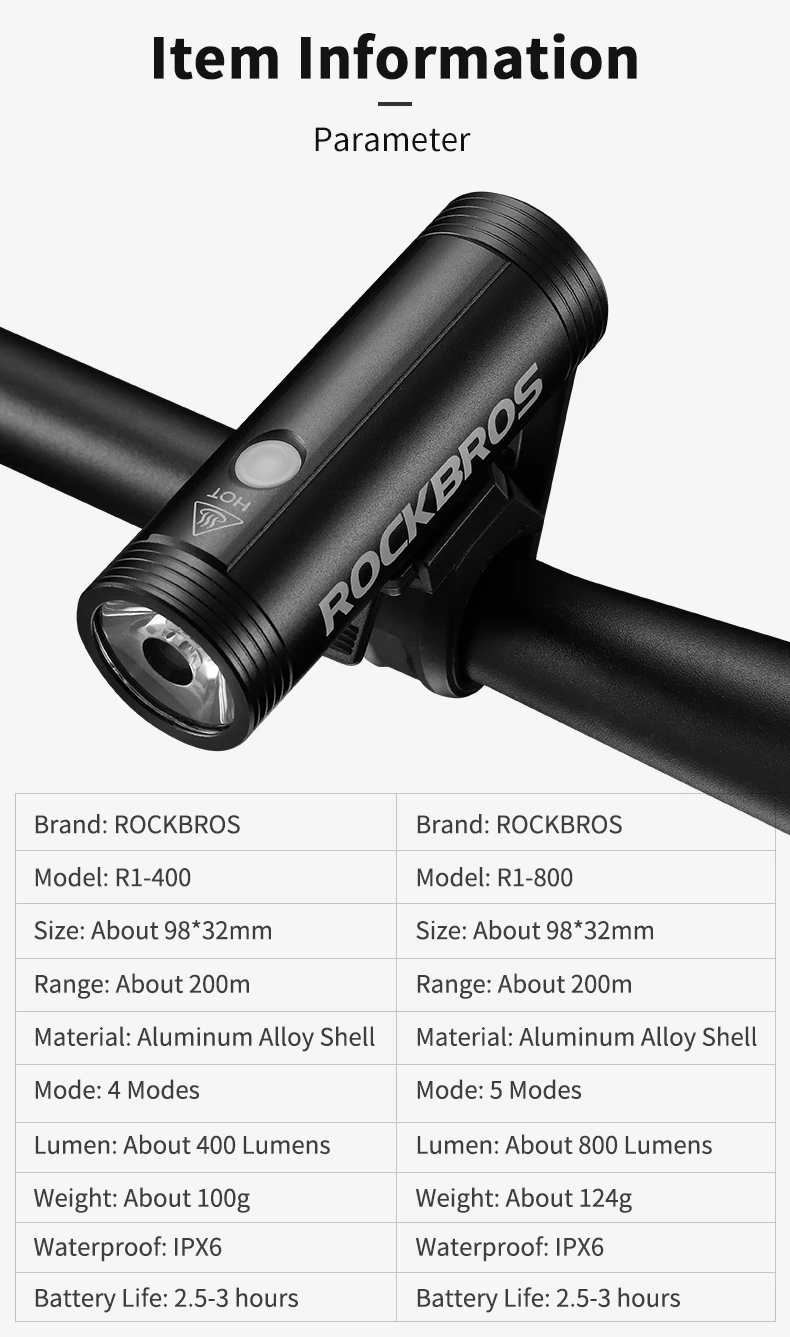 professional USB bike light ROCKBROS alloy black mountain white waterproof flash professional USB bike light ROCKBROS alloy black mountain white waterproof flash