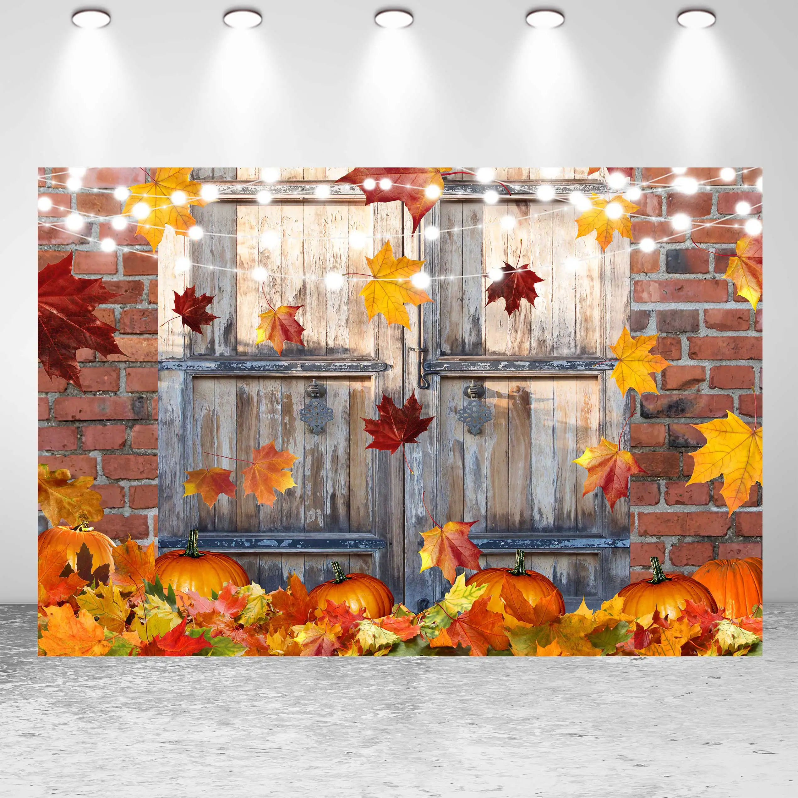 

NeoBack Happy Birthday Farm Wooden Forest Maple Leaf Light Autumn Pumpkin DIY Party Banner Photo Backdrop Photography Background