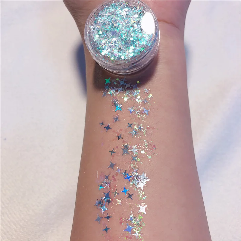 1pcs 24colors Pigment Eye Shadow Shimmer Sparkling Diamond Holographic Chunky Glitter Gel Sequins Mermaid Sequins Powder 5665