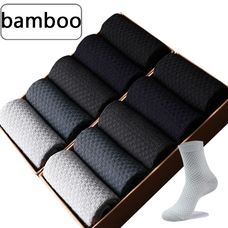 

5 Pairs/Lot Men Bamboo Fiber Socks Men Compression Harajuku Long Socks Business Casual Mlale Large Size39-46 Men Gift