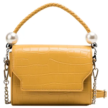 

Female Elegant Stone Pattern Small Square Bag 2019 New Quality PU Leather Women's Designer Handbag Chain Shoulder Messenger Bag