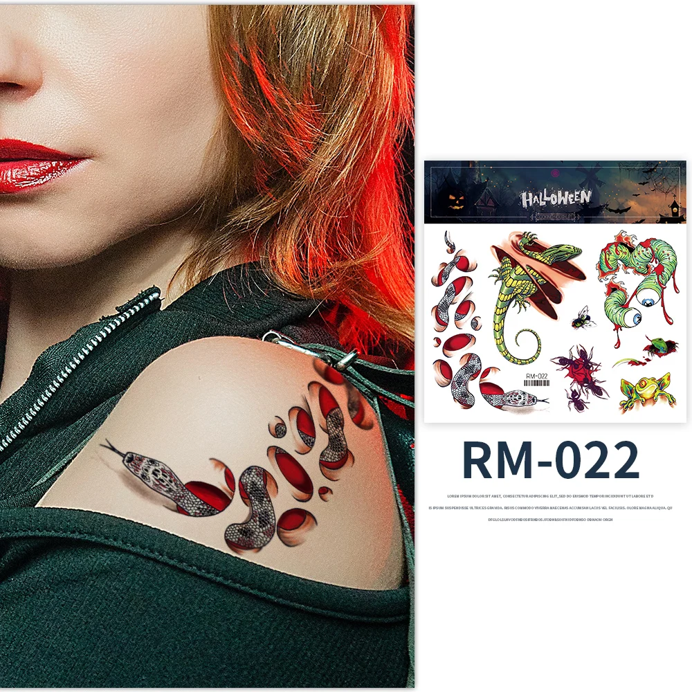 Vampire Bite Tattoo Halloween Scar Temporary Tattoos Realistic Fake Face Scar Blood Wounds Zombie Vampire Bite Spider Stitches Bloody