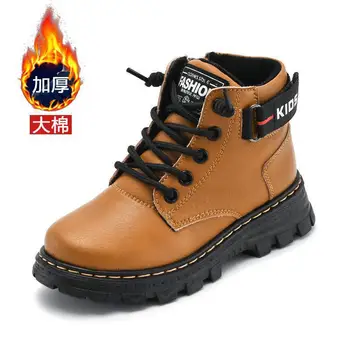

Boys Winter Boots Children Ankle Martin Boots Genuine Leather Fashion Cowboy Boot Plush Warm Waterproof New Kids Motorcycle Boot