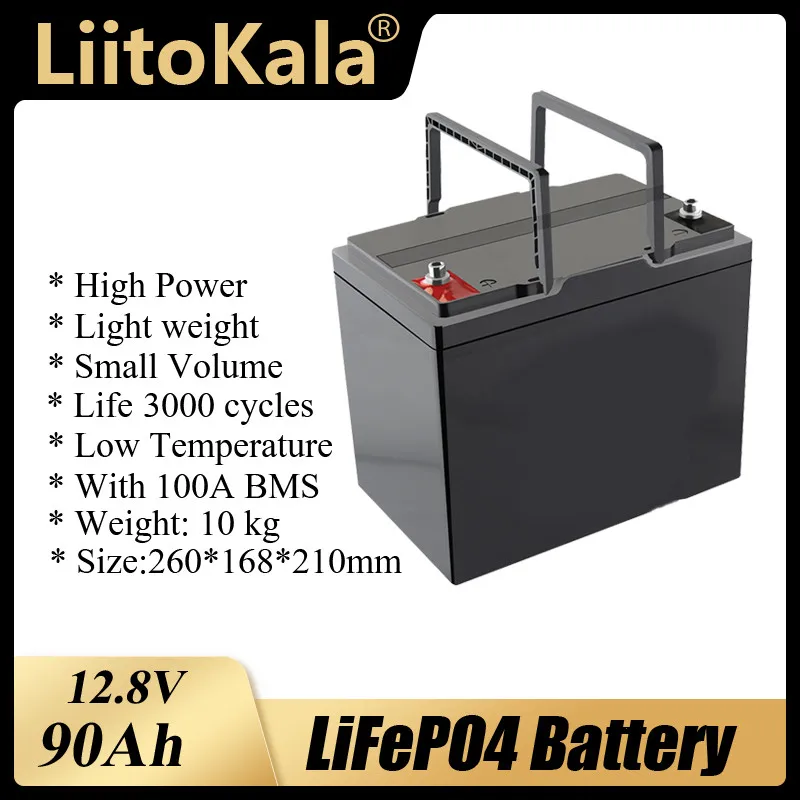 LiitoKala 12V 12 8 V 90Ah LiFePO4 призматическая ячейка Max 3C 270A разряд для фотошин с шинами