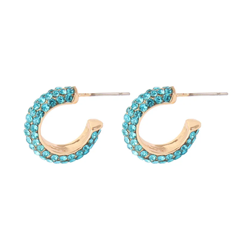 2pcs-sky blue Itenice, богемные серьги с кристаллами, каффы для ушей для женщин, штабелируемые С-образные стразы, каффы для ушей, клипсы, серьги, золотые ювелирные изделия - Окраска металла: 2pcs-sky blue