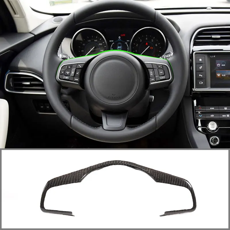 

For JAGUAR F-PACE 2016-2019 Steering Wheel Decorative Frame Real Carbon Fiber Car Interior Modification Accessories