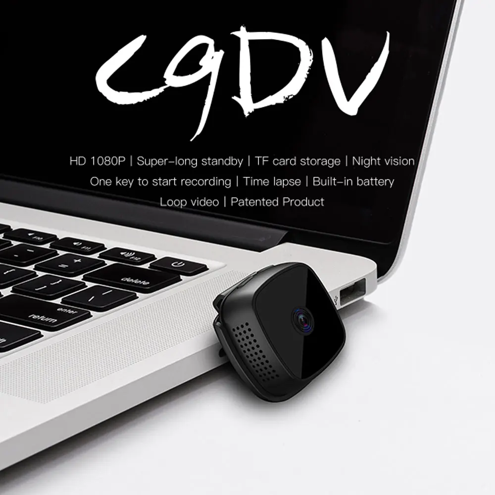 40*40*15mm C9-DV Mini Video Camera HD 1080 6 Lights Night Vision Motion Detection Surveillance Camera Camcorders With Back Clips