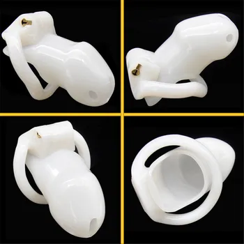 100% Resin Male Chastity Device with 4 Penis Rings Chastity Lock Cock Cage Penis Sleeve Bdsm Sex Toys For Men Exotic Sex Product 6