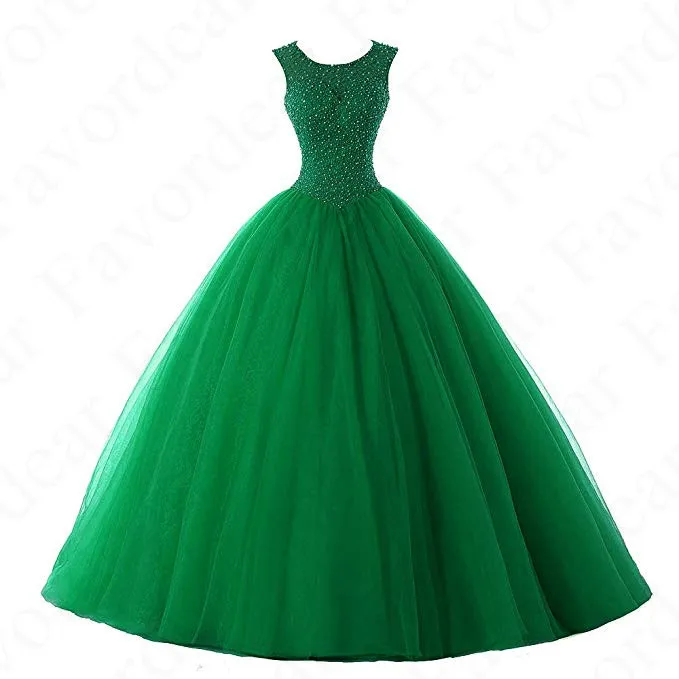 Favordear Vestido De 15 Anos бордовые Лавандовые Мятные Бусы из бирюзы пышное платье Бальные платья милое 15 нарядное платье с открытой спиной платье - Цвет: BLF-105-green