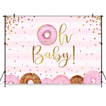 

Donut Girl Baby Shower Backdrop Pink Donut Party Decoration Donut up Baby Shower Banner Photo Background for Photo Shoot Props