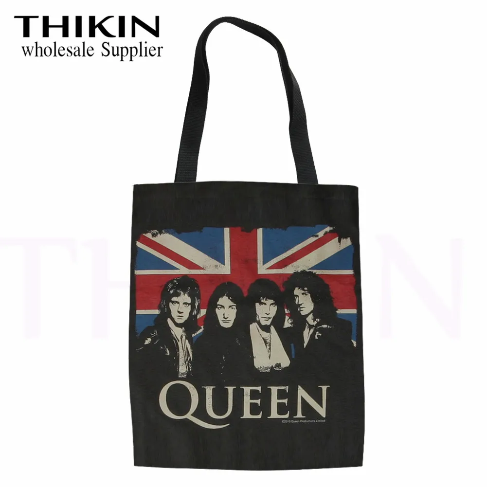 THIKIN queen Band, Женская Большая вместительная сумка для покупок, рок-н-ролл, модный принт, для девушек, рециркулирует, Холщовая Сумка на плечо