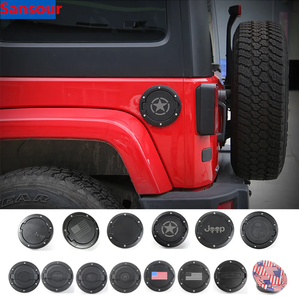 Sansour Tank Covers for Jeep Wrangler JK 2007-2017 Car oil Cap Fuel Tank  Cap Cover for Jeep Wrangler Accessories Car Styling