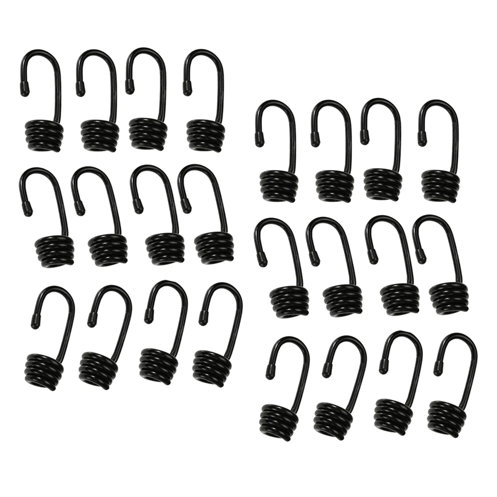 24 Pieces Bungee Shock Cord Hooks 6mm Metal Clips For Kayak Covers Sunshades