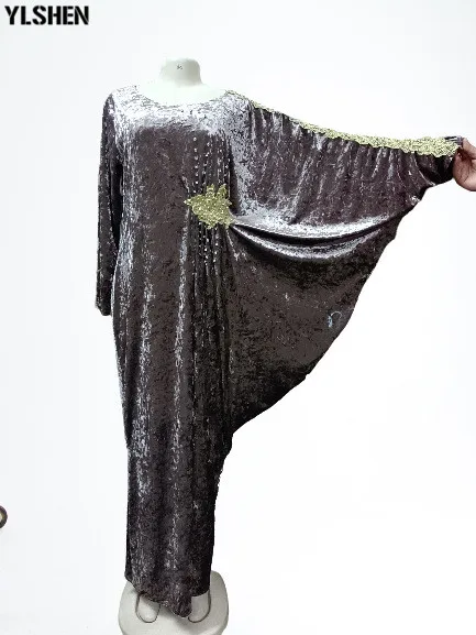 Velvet African Long Maxi Dresses for Women Evening Party Dress Christmas Dashiki Africa Clothes Plus Size Casual Muslim Robe 10
