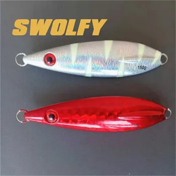 

Metal Jig Lure 2pcs 150g/200g/300g/400g Slow Jigging Lead Fish Bass Baits Salt Water Luminous False Tilapia perch