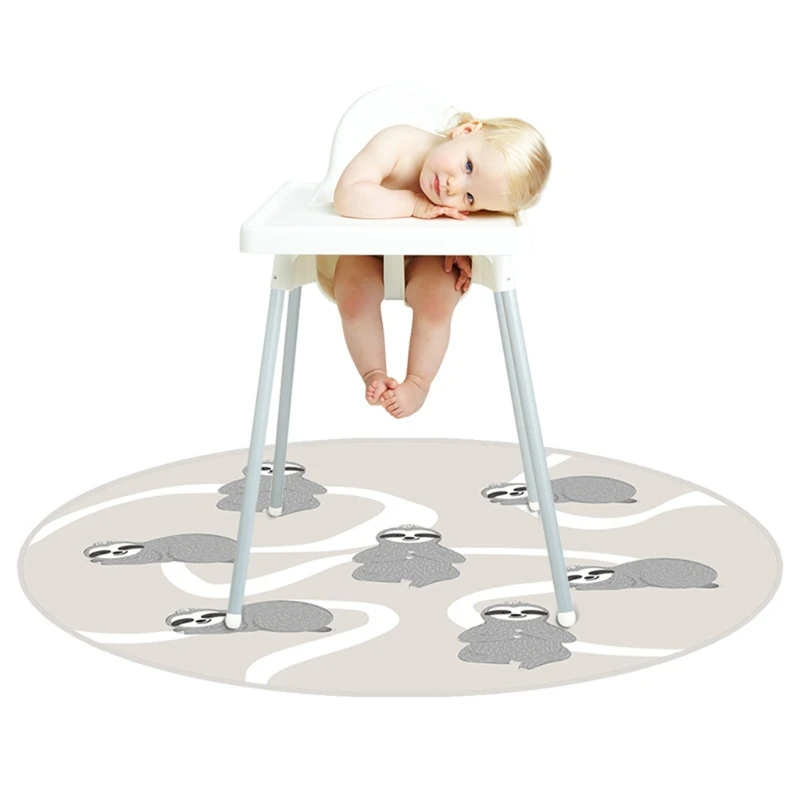 Highchair Floor Protector Mat Anti-Slip Silicone Spot Mat Baby Eatting Mat Kids Round Floor Crawling Play Mat