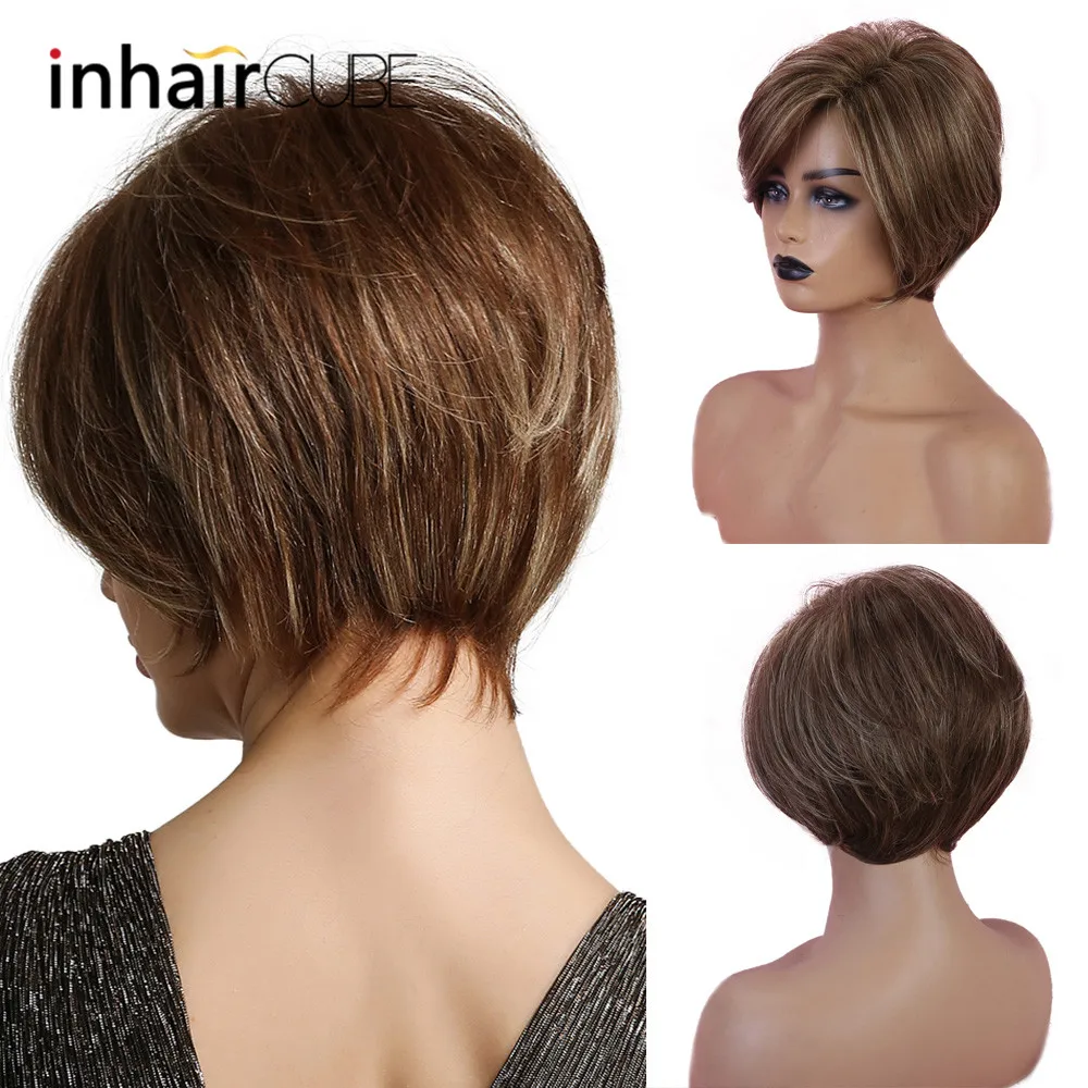 INHAIRCUBE 10 &quotженские парики 50% человеческие волосы синтетические смешанные цвета