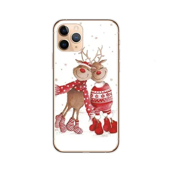 

300pcs Christmas Phone Cases For iPhone Cartoon Santa Claus Deer Elk Pattern Soft TPU Back Cover Coque Gifts for iphone11pro max