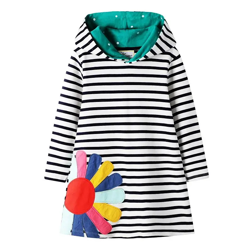 Princess Unicorn Dress Rainbow Animal Appliques Toddler Clothing Girls Dresses Kids Clothes Children Cotton Dress Long Sleeve