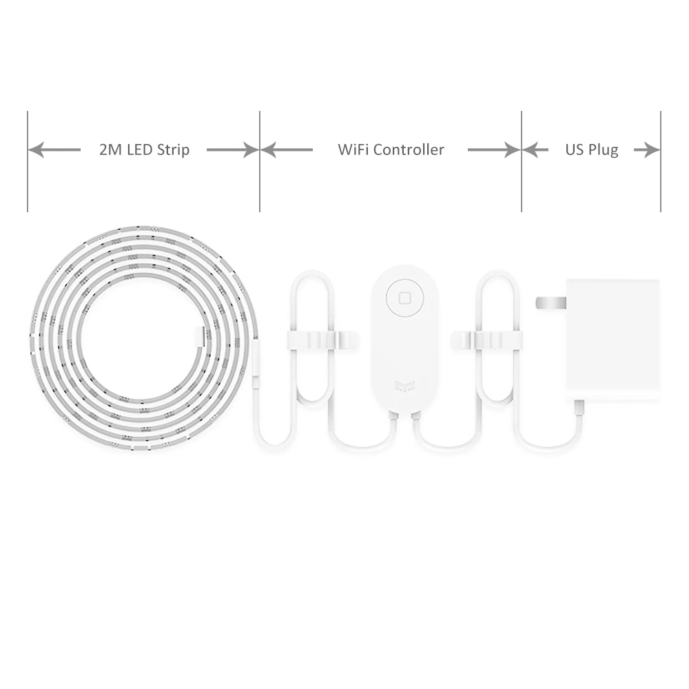 Yeelight умный RGB свет Светодиодная лента 2 м окружающий свет Wi-Fi телефон приложение управление для Xiaomi домашняя Рождественская вечеринка комната клуб Бар паба dec - Испускаемый цвет: US Plug