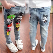 Детская одежда; коллекция года; весенние джинсы для девочек; Детские обтягивающие джинсы в Корейском стиле с рисунком; модные брюки