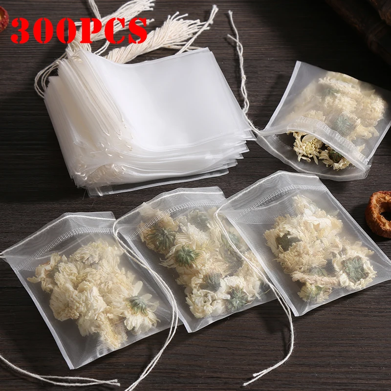 Bolsas de té desechables para infusiones de té, con sello de cuerda, de tela no tejida de grado alimenticio, filtros de especias, bolsitas de té, 300 Uds.