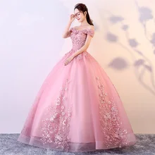 Красные, розовые платья Quinceanera платье с открытыми плечами аппликации Бисер Vestidos de gala Largos пышное платье Выпускной платье для балла маскарада