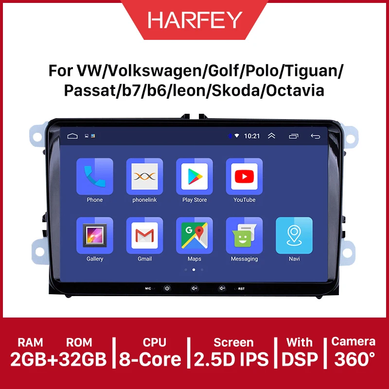 Автомагнитола Harfey мультимедийный проигрыватель с GPS Android 10 0 API 29 2Din для