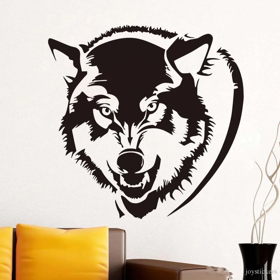 Wolf Head Wall Sticker For Boys Rooms Decoration Vinyl Removable Diy