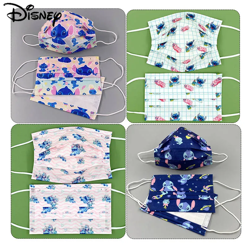 Мультяшная маска Disney Stitch одноразовая 3-слойная защитная детская для лица девочек