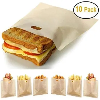 

10 Pcs Non-Stick Reusable Toaster Bags Various Sizes, Create Grilled Cheese Sandwiches in Toaster, Microwave Oven or Grill