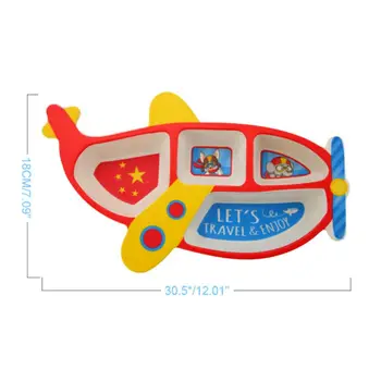 

2019 Toddler Baby Funny Separated Feeding Tableware Cute Plane Shape Non Slip Dinner Plates Dishes Bowls +Spoon +Forkk