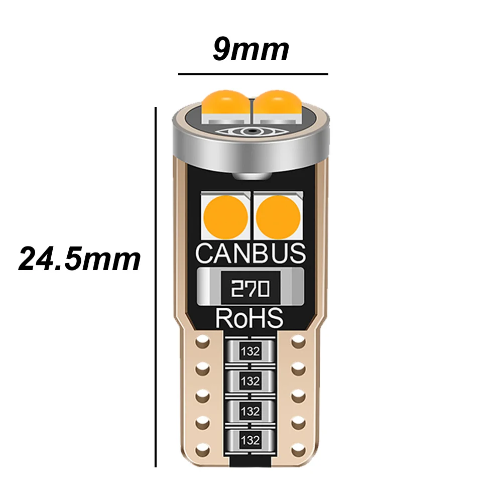 50Pcs T10 W5W WY5W 2825 Super Bright LED Canbus No Error Car Interior Reading Dome Lights Auto Parking Lamp Wedge Tail Side Bulb