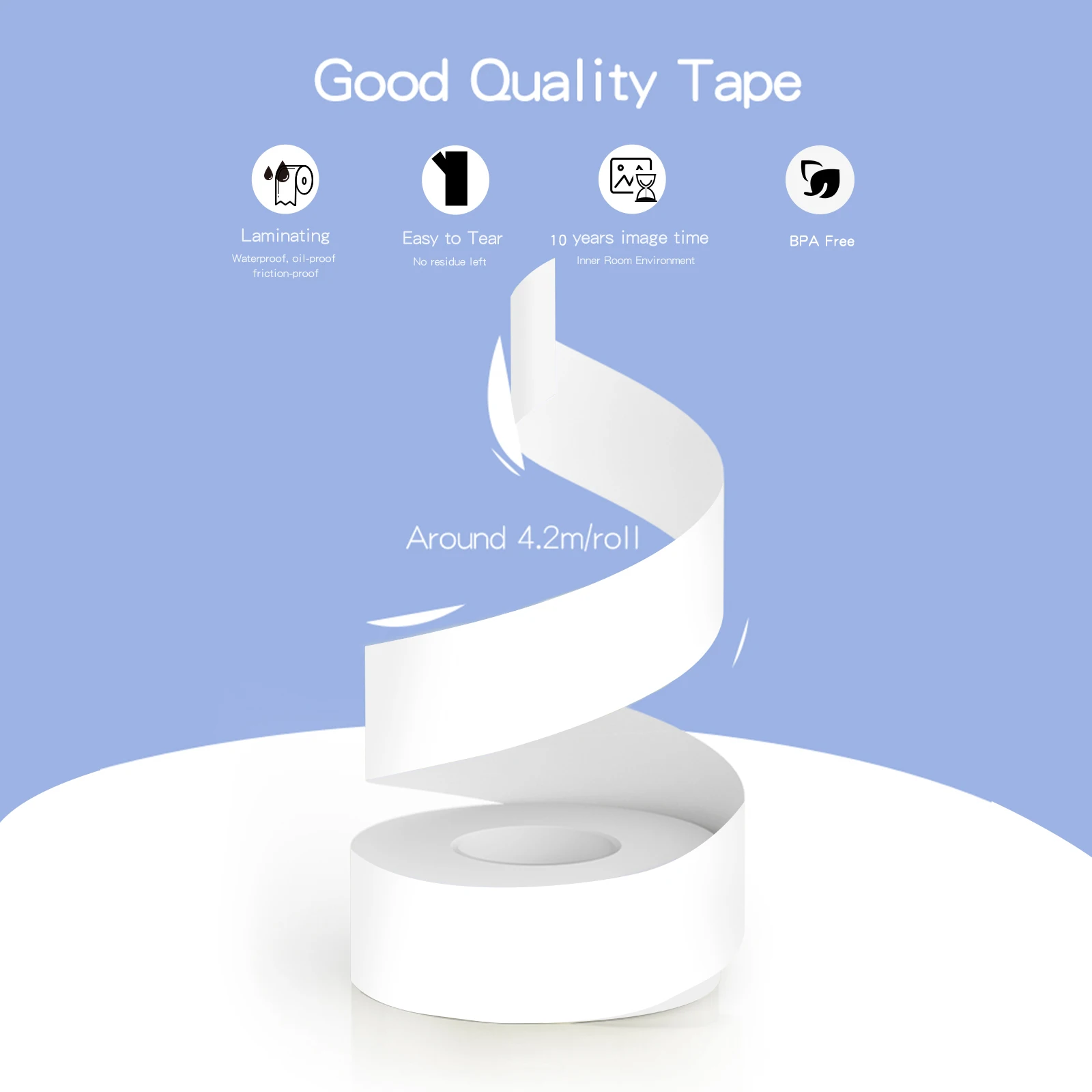 1/2 rollo papel de etiqueta blanco cinta adhesiva etiqueta con adhesivo termal etiqueta engomada de papel impermeable a prueba de aceite resistente para PeriPage L1