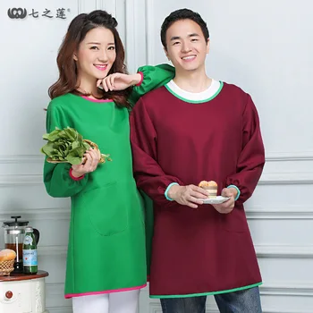 

Autumn and winter men and women models hooded adult overalls 30081 kitchen home cute anti-fouling cooking apron long sleeves