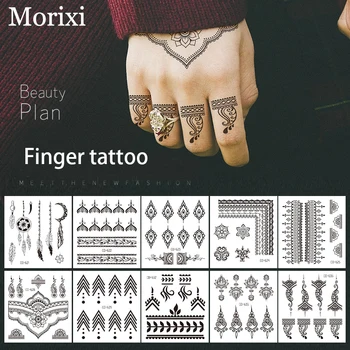

Finger tattoo small size necklace flower wave liners geometric printing water transfer slider temporary tattoo sticker RA054