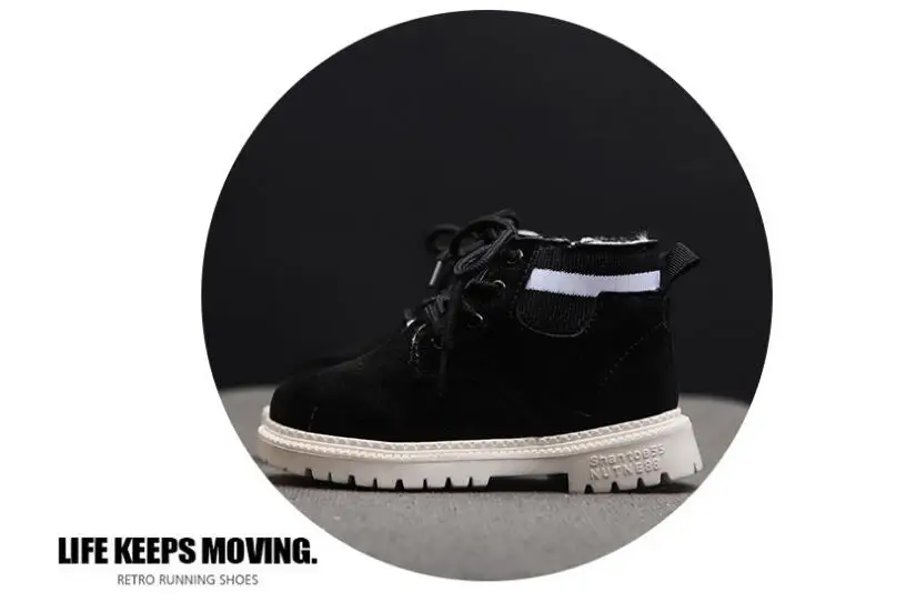 New Winter Fashion Child Leather Snow Boots For Girls Boys Warm Martin Boots Shoes Casual Plush Child Baby Toddler Shoe