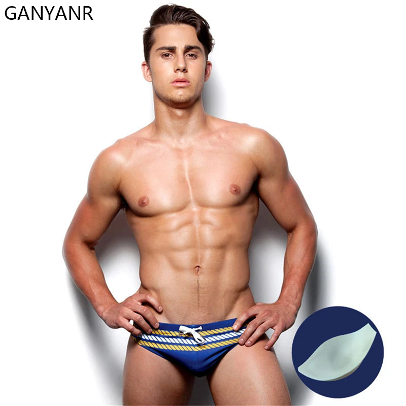 

GANYANR Swimming Trunks Mens Swim Briefs Gay Swimwear Swimsuit Sunga Suit Bikini Sexy Beach Pool Low Rise Sport Penis Pouch Surf