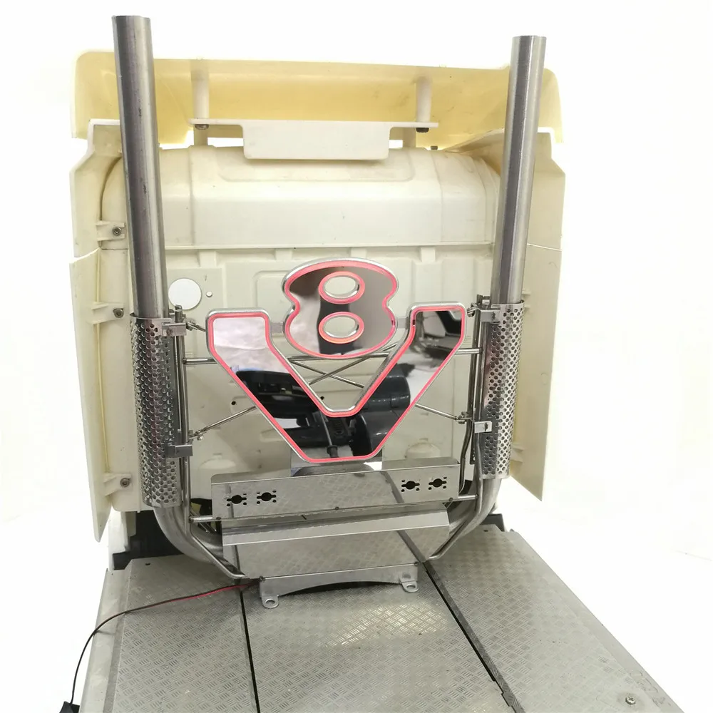 

Exhaust Chimney with LED V8 LOGO Lamp for 1/14 Tamiya Scania R620 R470 RC Truck Tractor Parts Accessories