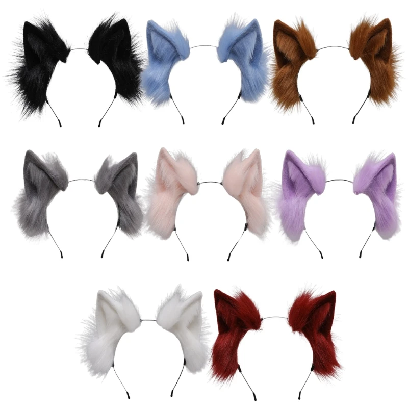 Handmade Cat Faux Fur Ears Headband Solid Color Fluffy Plush Animal Hair Hoop Anime Dress Party Cosplay Costume Hair Accessories sexy costumes for women