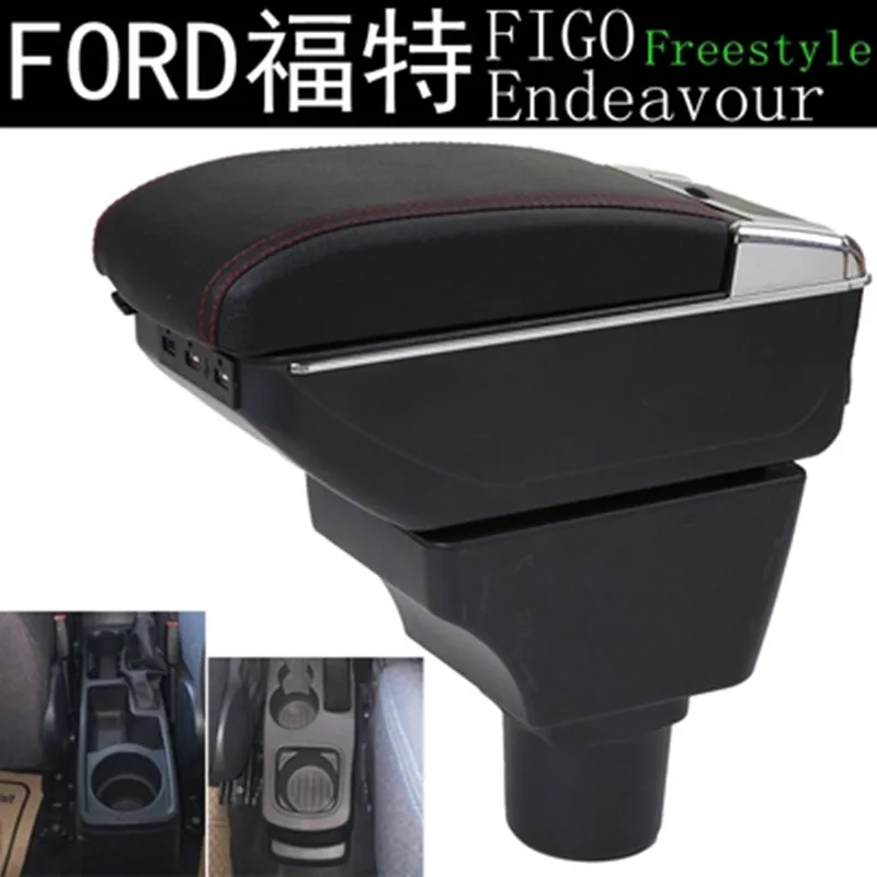 

for Ford FIGO/ Freestyle / Endeavour Armrest box FORD figo Original car interior handrail chargeable USB Double layer