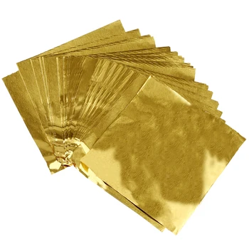 

New Cute 100pcs Sweets Candy Package Foil Paper Chocolate Lolly Foil Wrappers Square (Gold)