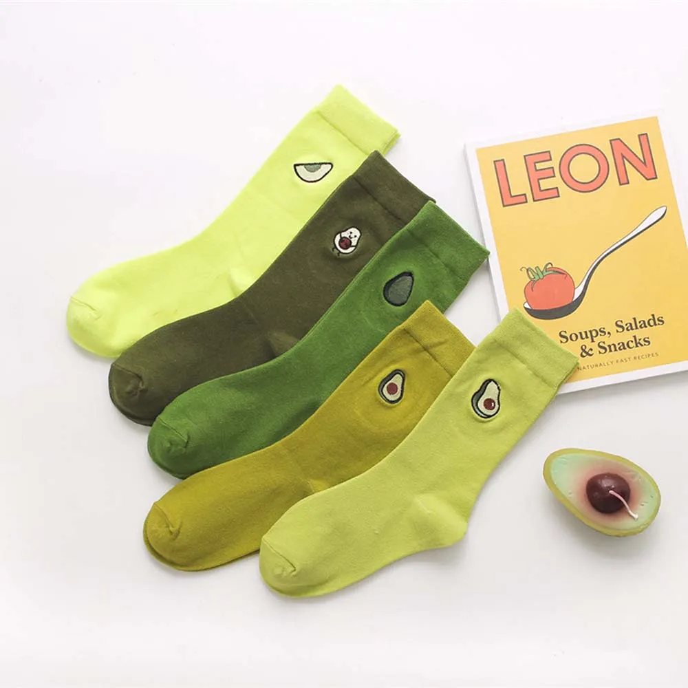 

Fashion Socks Avocado Embroidery Funny Socks Harajuku Fruit Cute Heap Heap Socks Women Cotton Creative European High Quality