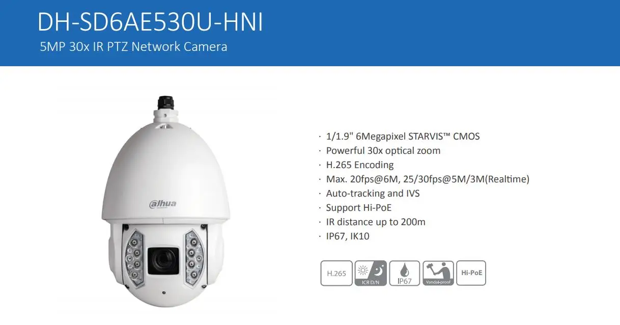Английский ver открытый купол 5mp 30x оптический зум ip Сетевая камера dahua SD6AE530U-HNI обновление SD6C430U-HNI автоматического слежения ptz