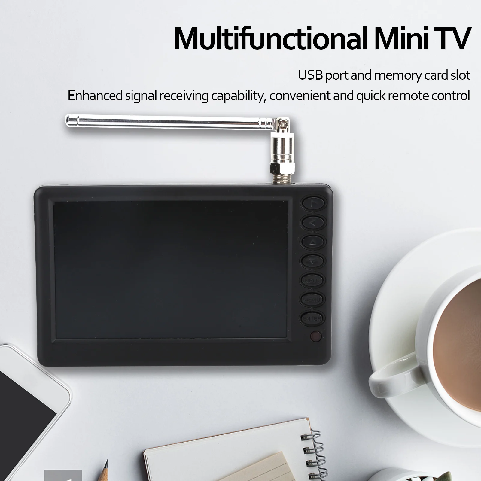 LEADSTAR D5 DT2 Portable TV 5 Inch Pocket Digital TV Portable FM ATV Bracket High-Resolution Mini EU 110-220V portable tv