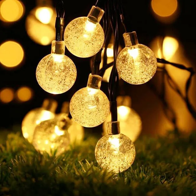 50 LED Solar Powered String Lights Crystal Ball Outdoor Waterproof Garden Decor 