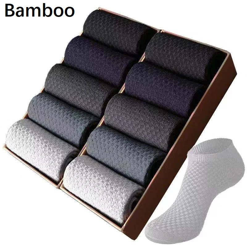 

10Pair/Lot Bamboo Fiber Men Socks Short Business Ankle Socks Breathable Anti-Bacterial Man Socks Size39-45 Drop Shipping