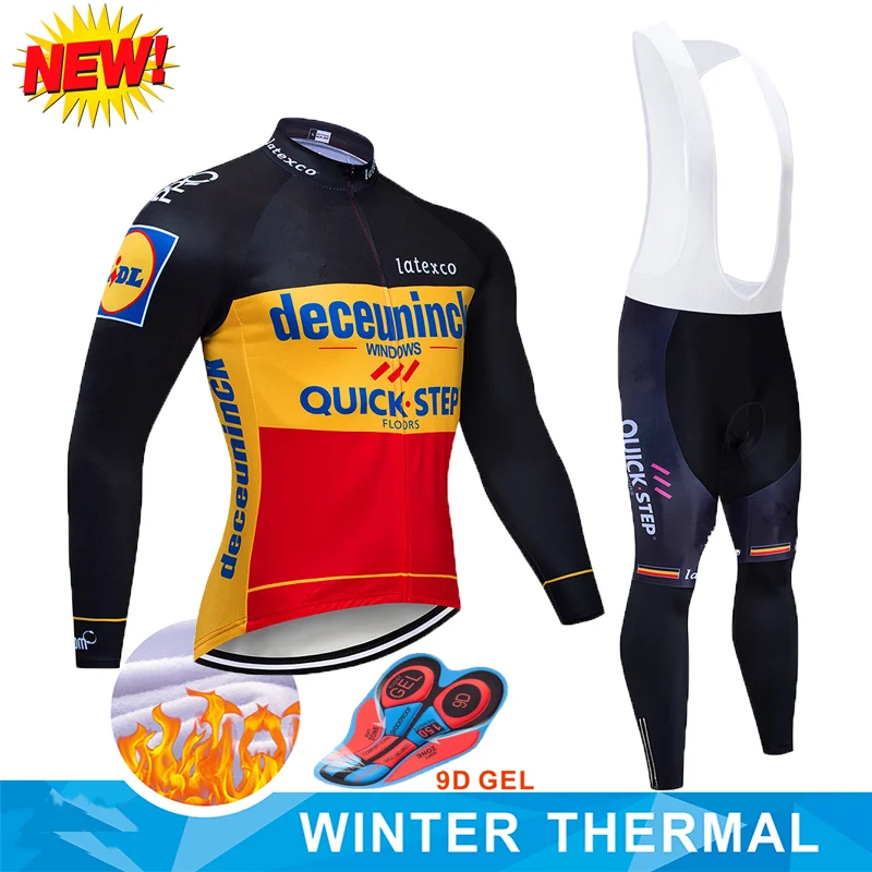 5 Colors Team QUICK STEP Cycling Jersey Set Belgium Bike Clothing Mens Winter Thermal Fleece Bicycle Clothes Cycling Wear